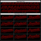 Custom Black Red Bomber Full-Snap Varsity Letterman Two Tone Hoodie Jacket