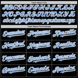 Custom Black Light Blue-White Bomber Full-Snap Varsity Letterman Two Tone Hoodie Jacket