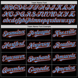 Custom Black Light Blue-Orange Bomber Full-Snap Varsity Letterman Two Tone Hoodie Jacket
