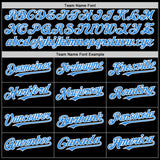 Custom Black Powder Blue-White Bomber Full-Snap Varsity Letterman Two Tone Hoodie Jacket