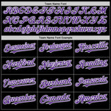 Custom Black Purple-White Bomber Full-Snap Varsity Letterman Two Tone Hoodie Jacket