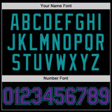 Custom Black Purple-Teal Bomber Full-Snap Varsity Letterman Two Tone Hoodie Jacket