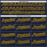 Custom Navy Gold Bomber Full-Snap Varsity Letterman Hoodie Jacket
