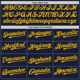 Custom Navy Gold Bomber Full-Snap Varsity Letterman Hoodie Jacket