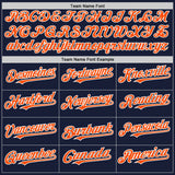 Custom Navy Orange-White Bomber Full-Snap Varsity Letterman Two Tone Hoodie Jacket