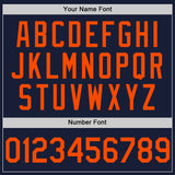 Custom Navy Orange Bomber Full-Snap Varsity Letterman Two Tone Hoodie Jacket