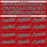 Custom Red Black-White Bomber Full-Snap Varsity Letterman Hoodie Jacket