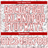 Custom White Red Christmas 3D Bomber Full-Snap Varsity Letterman Hoodie Jacket