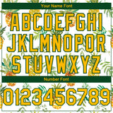 Custom White Gold-Green Tropical Hawaii Fruit Pineapple 3D Bomber Full-Snap Varsity Letterman Hoodie Jacket