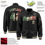 Custom Black Vintage Mexican Flag-Cream Bomber Full-Snap Varsity Letterman Lapel Collar Byron Jacket