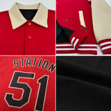 Custom Black Gold Bomber Full-Snap Varsity Letterman Lapel Collar Byron Jacket