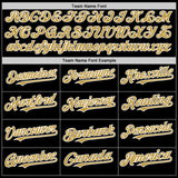 Custom Black Old Gold-White Bomber Full-Snap Varsity Letterman Lapel Collar Byron Jacket
