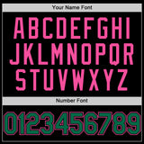 Custom Black Kelly Green-Pink Bomber Full-Snap Varsity Letterman Lapel Collar Byron Jacket