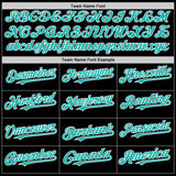 Custom Black Aqua-White Bomber Full-Snap Varsity Letterman Lapel Collar Byron Jacket