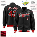 Custom Black Red-White Bomber Full-Snap Varsity Letterman Lapel Collar Byron Jacket