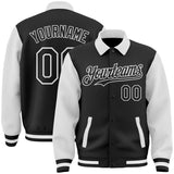 Custom Black White Bomber Full-Snap Varsity Letterman Two Tone Lapel Collar Byron Jacket