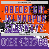 Custom Orange Purple-Black Abstract Splash Grunge Art 3D Pattern Design Bomber Full-Snap Varsity Letterman Hoodie Jacket