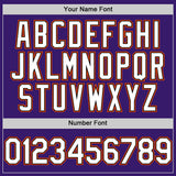 Custom Purple Black-Orange Bomber Full-Snap Varsity Letterman Hoodie Jacket