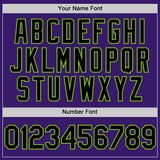 Custom Purple Black Cream-Neon Green Bomber Full-Snap Varsity Letterman Two Tone Hoodie Jacket