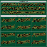Custom Kelly Green Black-Old Gold Bomber Full-Snap Varsity Letterman Hoodie Jacket