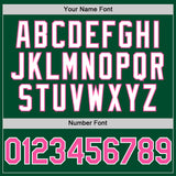 Custom Kelly Green Pink-White Bomber Full-Snap Varsity Letterman Two Tone Hoodie Jacket