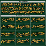 Custom Green Old Gold-Black Bomber Full-Snap Varsity Letterman Hoodie Jacket