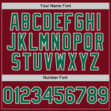 Custom Crimson Kelly Green-White Bomber Full-Snap Varsity Letterman Hoodie Jacket