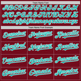 Custom Crimson Aqua-White Bomber Full-Snap Varsity Letterman Hoodie Jacket
