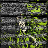 Custom Black Neon Green-White Snakehead Fish Fishing 3D Bomber Full-Snap Varsity Letterman Hoodie Jacket