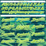 Custom Teal Neon Green-White Mahimah Fish Fishing 3D Bomber Full-Snap Varsity Letterman Hoodie Jacket