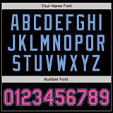 Custom Black Pink-Light Blue Bomber Varsity Letterman Zipper Jacket