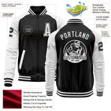 Custom Black White Bomber Varsity Letterman Two Tone Zipper Jacket