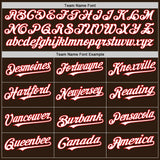 Custom Brown White-Red Bomber Full-Snap Varsity Letterman Hoodie Jacket