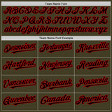 Custom Olive Black-Red Bomber Full-Snap Varsity Letterman Salute To Service Hoodie Jacket