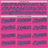 Custom Pink Light Blue-Black Bomber Full-Snap Varsity Letterman Two Tone Hoodie Jacket