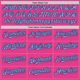 Custom Pink Light Blue-Navy Bomber Full-Snap Varsity Letterman Two Tone Hoodie Jacket