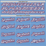 Custom Light Blue Royal-Red Bomber Full-Snap Varsity Letterman Hoodie Jacket