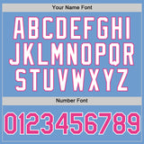 Custom Light Blue Pink-White Bomber Full-Snap Varsity Letterman Two Tone Hoodie Jacket