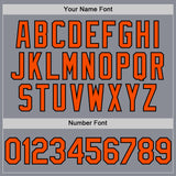Custom Gray Orange-Black Bomber Full-Snap Varsity Letterman Hoodie Jacket