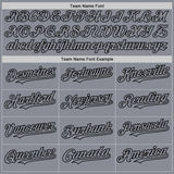 Custom Gray Black Bomber Full-Snap Varsity Letterman Hoodie Jacket
