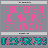 Custom Gray Aqua Black-Pink Bomber Full-Snap Varsity Letterman Hoodie Jacket