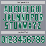 Custom Gray Kelly Green-White Bomber Full-Snap Varsity Letterman Hoodie Jacket