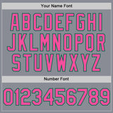 Custom Gray Pink-Kelly Green Bomber Full-Snap Varsity Letterman Hoodie Jacket