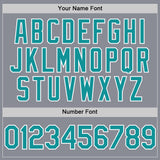 Custom Gray Teal-White Bomber Full-Snap Varsity Letterman Hoodie Jacket
