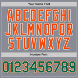 Custom Gray Kelly Green-Orange Bomber Full-Snap Varsity Letterman Hoodie Jacket
