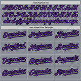Custom Gray Purple-Black Bomber Full-Snap Varsity Letterman Hoodie Jacket