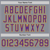 Custom Gray Purple-Gold Bomber Full-Snap Varsity Letterman Hoodie Jacket