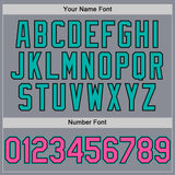 Custom Gray Pink Black-Aqua Bomber Full-Snap Varsity Letterman Two Tone Hoodie Jacket
