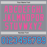 Custom Gray Sky Blue Black-Pink Bomber Full-Snap Varsity Letterman Two Tone Hoodie Jacket