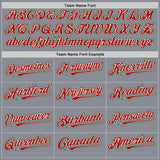 Custom Gray Red-Kelly Green Bomber Full-Snap Varsity Letterman Two Tone Hoodie Jacket